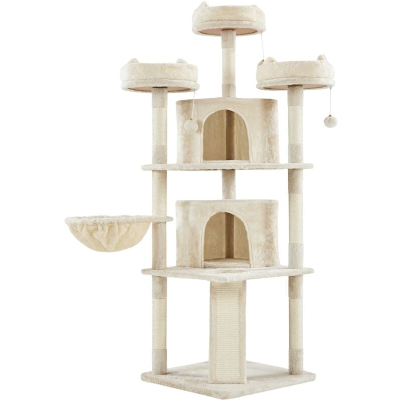 Yaheetech - Arbre a Chat Géant 175 cm avec Griffoir Arbre à Chat Design Arbre à Gratter Tour de Jeux avec 2 Grottes Spacieux 3 Plateformes Planche à