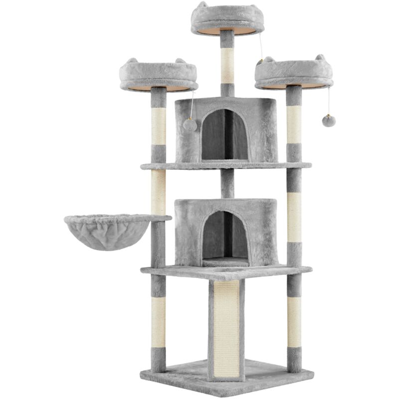 Yaheetech - Arbre a Chat Geant 174 cm avec Griffoir Arbre à Chat Design Arbre à Gratter Tour de Jeux avec 2 Grottes Spacieux 3 Plateformes Planche à