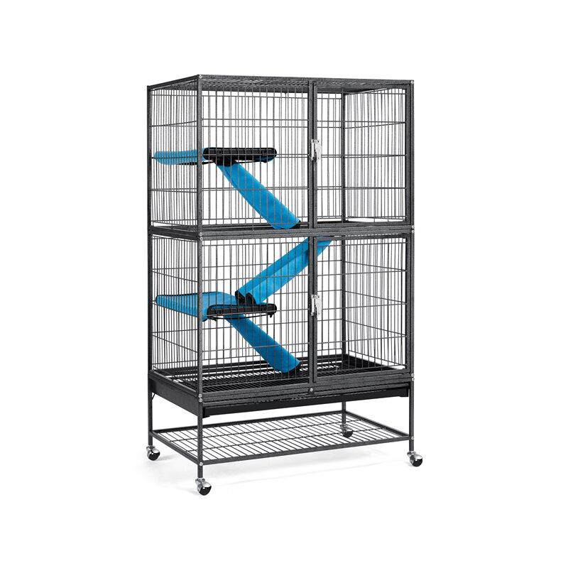 Yaheetech Grande Cage pour Rongeur 4 Niveaux, Cage pour Furets/écureuils/Chinchillas Noir 78x51x137cm