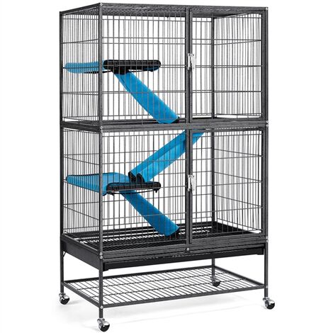 Yaheetech Grande Cage pour Rongeur 4 Niveaux, Cage pour Furets/écureuils/Chinchillas Noir 78x51x137cm