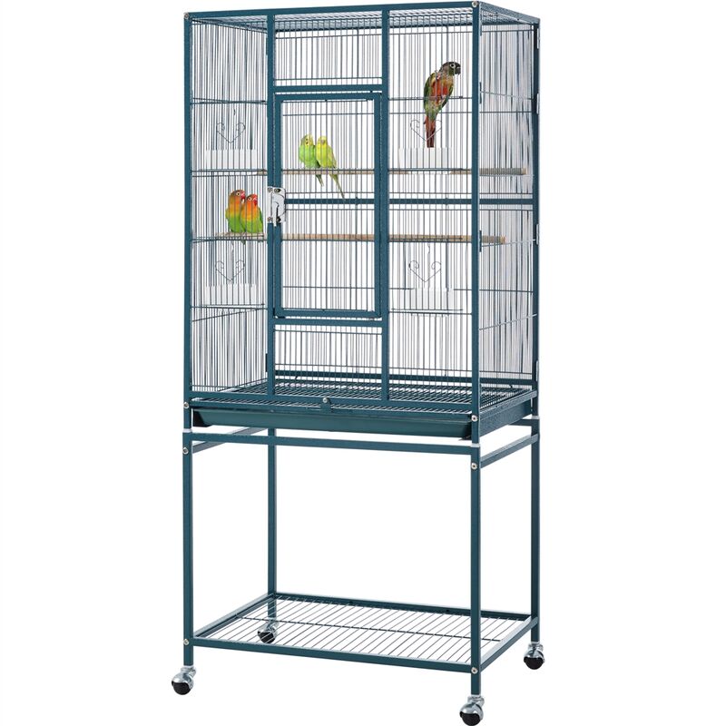 Yaheetech - Grande Cage/Volière Oiseaux avec Support Détable à roulettes Cage pour Perroquet Gris du Gabon Canaris Parakeet Calopsitte élégante