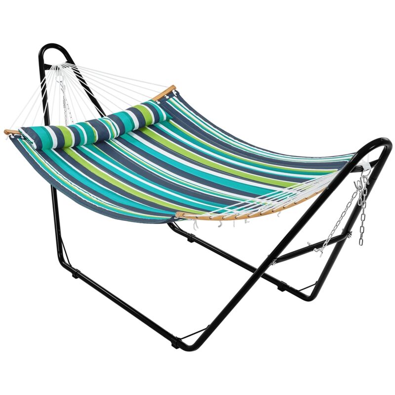 Yaheetech - Hamac sur Pied pour 2-3 Personnes Hamac avec Support en Métal Charge Maximale 215 kg avec Oreiller pour Extérieur Intérieur Jardin