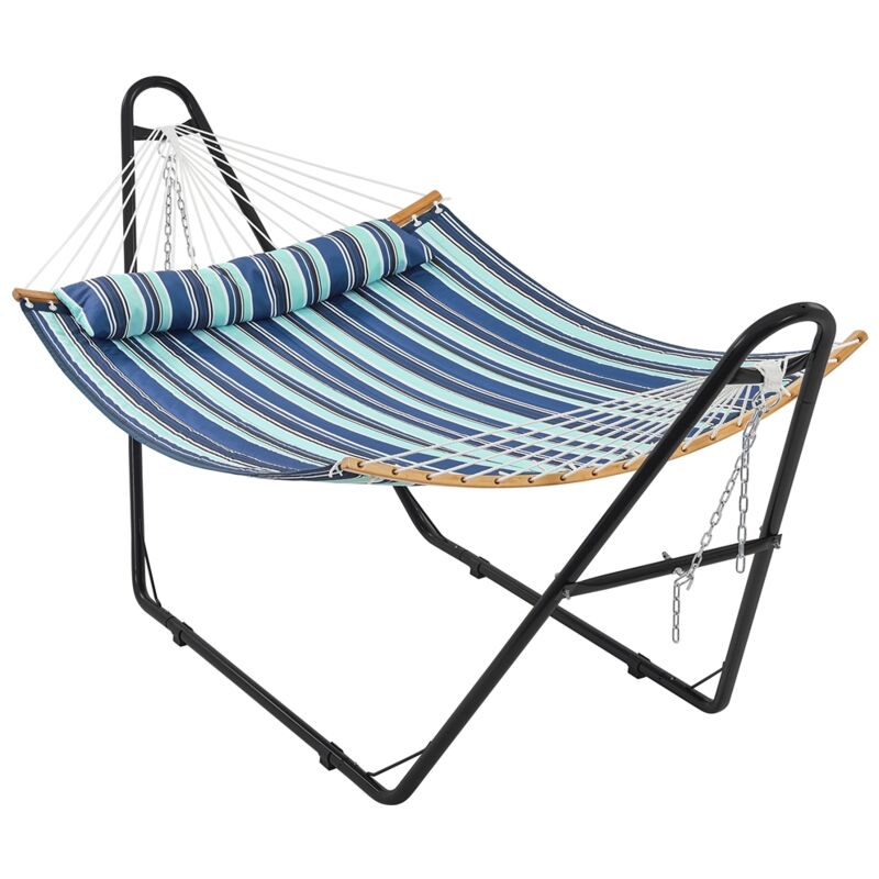 Yaheetech - Hamac sur Pied pour 2-3 Personnes Hamac avec Support en Métal Charge Maximale 215 kg avec Oreiller pour Extérieur Intérieur Jardin