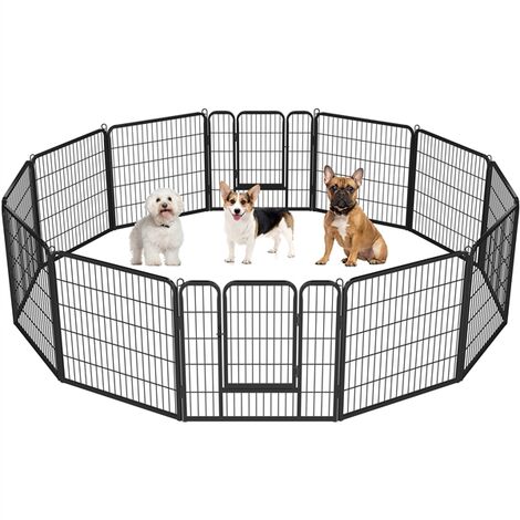 Yaheetech Heavy Duty 12 Panel Pet Playpen Dog Exercise Pen Cat Fence w/Door, Black