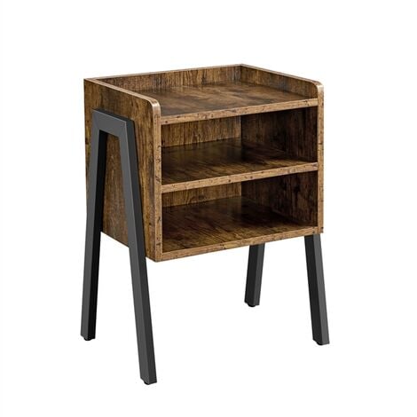 Yaheetech Industrial 3-Tier Nightstand Stackable Bedside Table with Metal Frame for Bedroom/Living Room Entryway, Rustic Brown