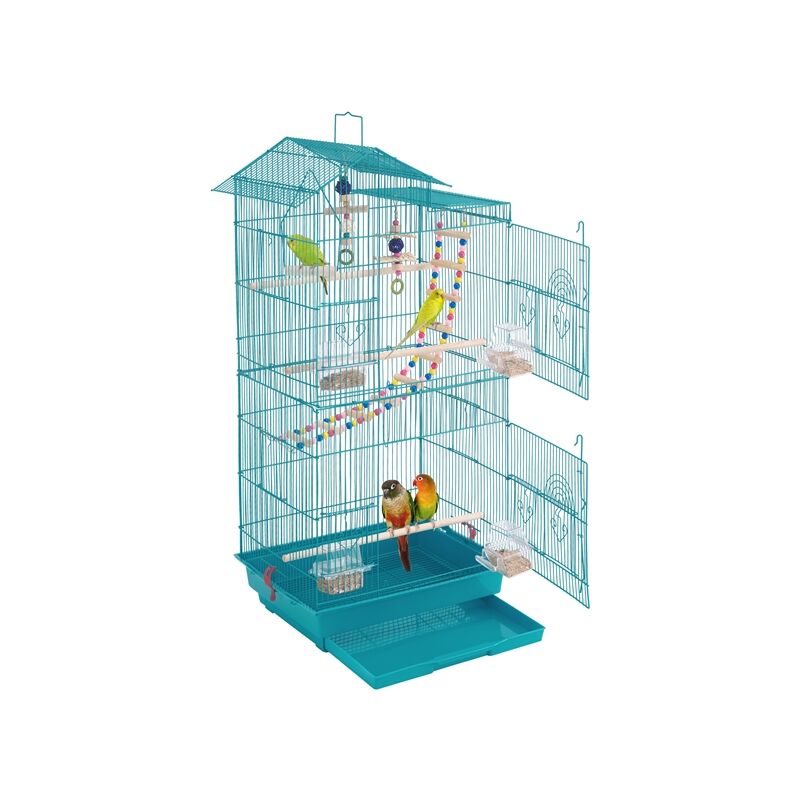 

Yaheetech Jaula de Pájaros Jaula de Aves Canarios 46 x 35,5 x 99 cm Jaula para Mascota Azul Turquesa