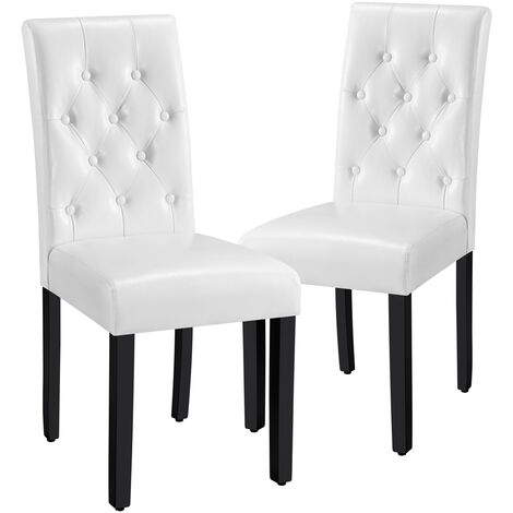 Yaheetech Juego de 2 Sillas de Comedor Tapizada con Soporte Ajustable 45,5 x 62 x 98,5cm Silla de Cocina Salón Restaurante con Respaldo Alto Nórdico Estilo Blanco