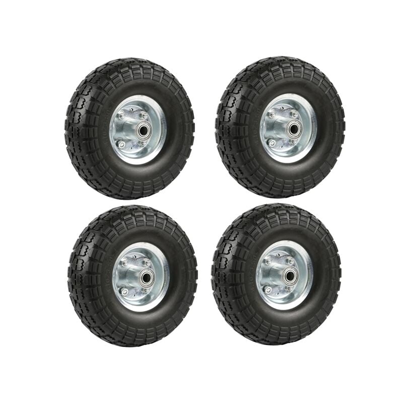 

Juego de 4 Ruedas Carretilla Maciza Llanta Neumáticos para Carrito Rueda Carro de Jardinería PU 255mm - Yaheetech
