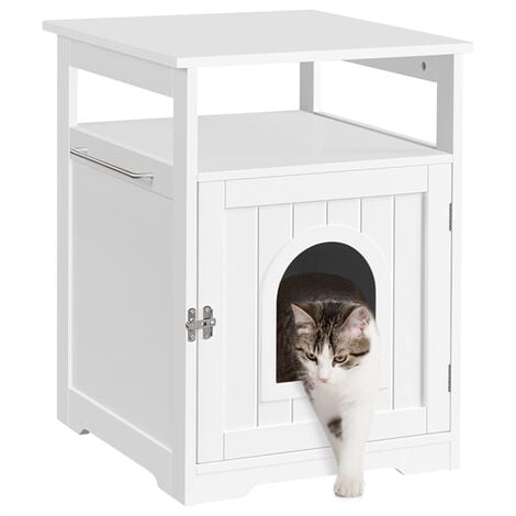 Yaheetech Katzenhaus, Katzenklo Schrank, katzenschrank für katzentoilette und kleine Katzen, Katzentoilette mit offene Ablage, Beistelltisch, 52 × 49 × 64,5 cm