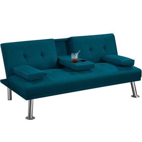 YAHEETECH Klappbares Schlafsofa Couch Sofa mit Schlaffunktion Bettsofa mit Großer Liegefläche von 167 cm L × 94 cm B fürs Wohnzimmer/Schlafzimmer/Heimkino/Gästezimmer Blau