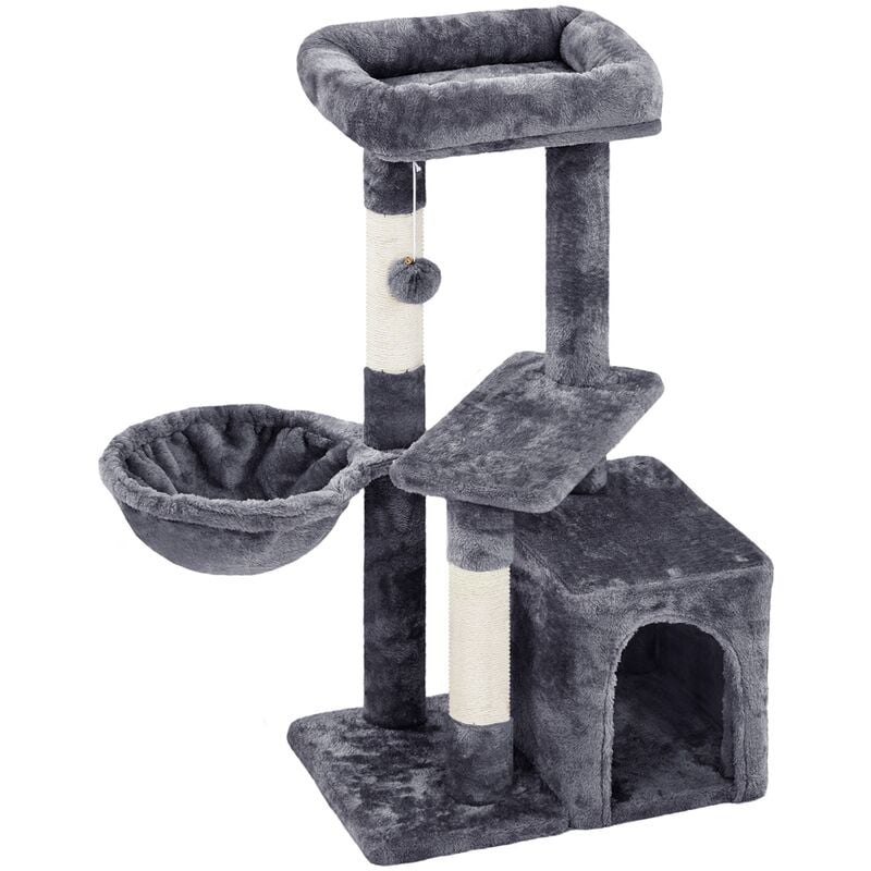 Petit Arbre à Chat Multiniveau Tour pour Chat avec Poteaux Griffoir Cordes Sisal Cachette Panier Niche Plateforme Boule Suspendue Arbre à Grimper 87