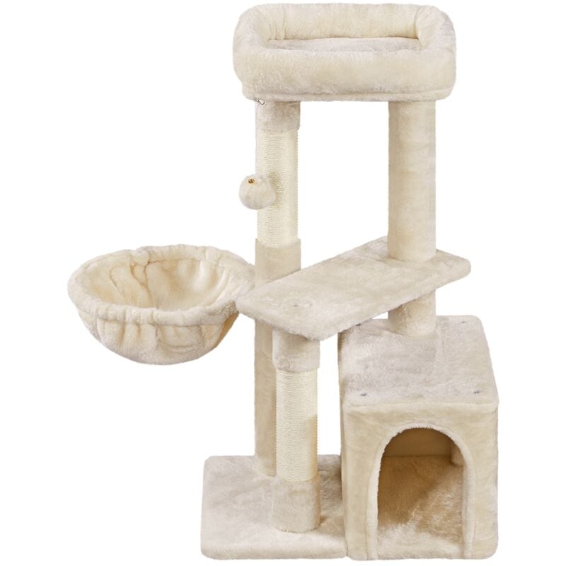 Yaheetech Petit Arbre à Chat Multiniveau Tour pour Chat avec Poteaux Griffoir Cordes Sisal Cachette Panier Niche Plateforme Boule Suspendue Arbre à