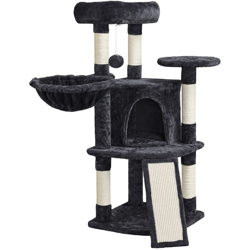 Arbre à Chat en Sisal Griffoir Grattoir Tour de Jeux avec Centre d'activités Hauteur 106 cm Noir - Yaheetech