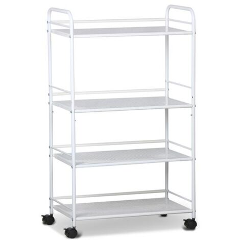 Yaheetech Large Beauty Salon Shelf Therapy Trolley Cart Spa Storage Tray Therapy Dentist Hairdresser Treatments, 4 Shelves, White - white