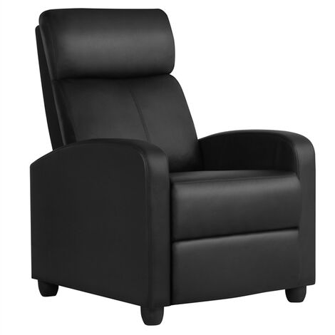 Yaheetech Leather Recliner Chair Adjustable Reclining Sofa - Black