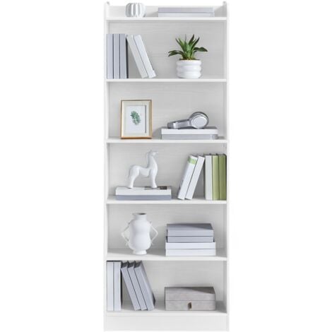 Yaheetech Libreria a 6 Ripiani, Scaffale in Legno con Ripiano Regolabile, 60 x 24 x 160 cm, Libreria Verticale Salvaspazio per Soggiorno, Cameretta, Studio, Ufficio, Bianco