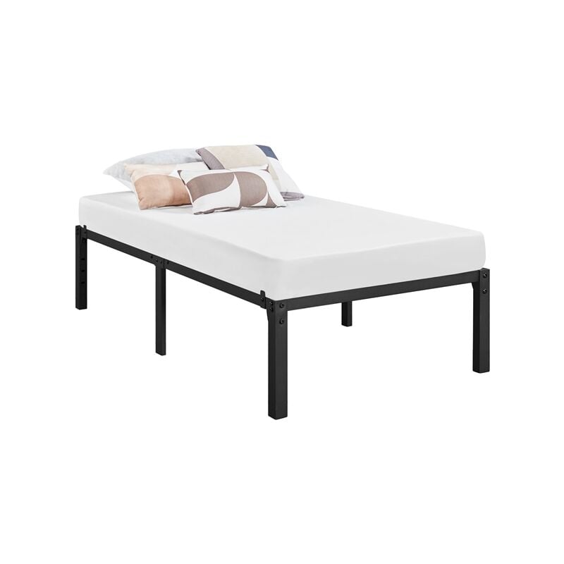 Cadre de lit en Métal 90x190cm Hauteur 36cm Assemblage Simple pour Petits Espaces Adultes Noir - Yaheetech