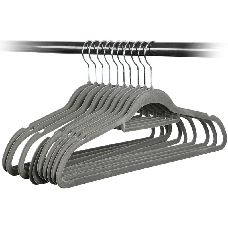 Yaheetech - Lot de 100 Cintres en Velours Antidérapants Crochet Pivontant Peu Encombrants pour Costumes Chemises Robes Cravates Pantalon Gris Lot de