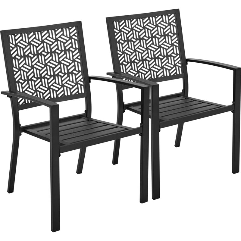 Yaheetech - Lot de 2 Chaise de Jardin Chaises de Terrasse Extétieur Empilable en Métal Chaises de Salle à Manger 58 L×59,5 P×89 cm pour Patio Jardin