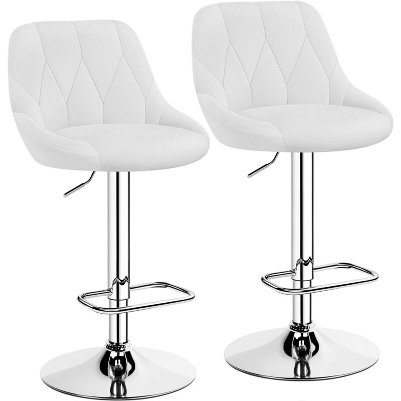 Yaheetech Lot de 2 Tabourets de Bar en Similicuir Hauteur Réglable de 86 cm à 107,5 cm Chaises de Bar Assise Pivotante Repose-Pied Carré Tabourets
