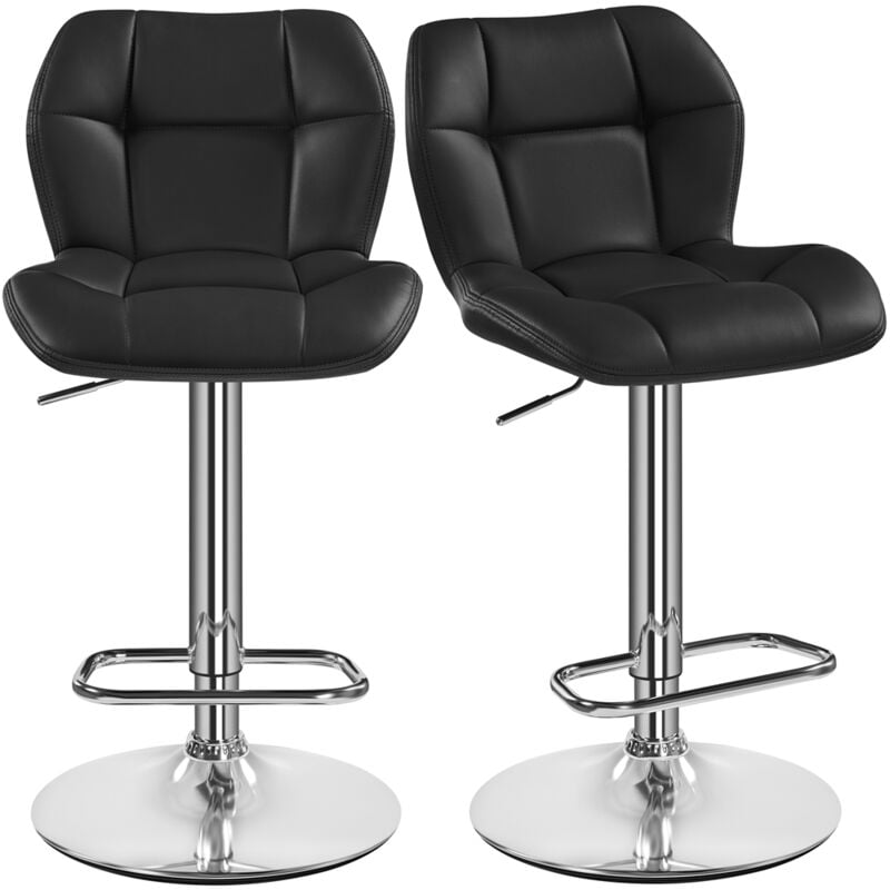 Yaheetech - Lot de 2 Tabourets de Bar Réglables en Hauteur Modernes,Chaises de Bar en Similicuir et Métal,Tabouret Haut Capacité de Charge Maximale