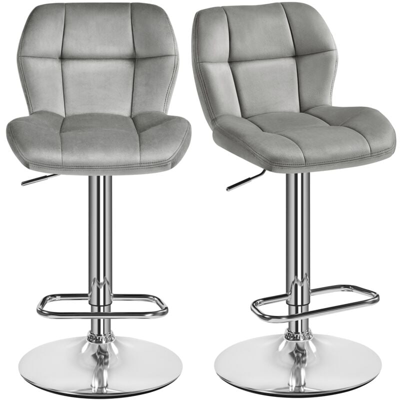 Yaheetech - Lot de 2 Tabourets de Bar Réglables en Hauteur Modernes Chaises de Bar en Velours Tabouret Haut Pivotant à 360° Charge 136 kg 44 × 50,5 ×
