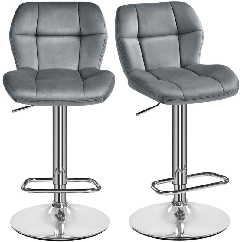 Yaheetech - Lot de 2 Tabourets de Bar Réglables en Hauteur Modernes Chaises de Bar en Velours Tabouret Haut Pivotant à 360° Charge 136 kg 44 × 50,5 ×