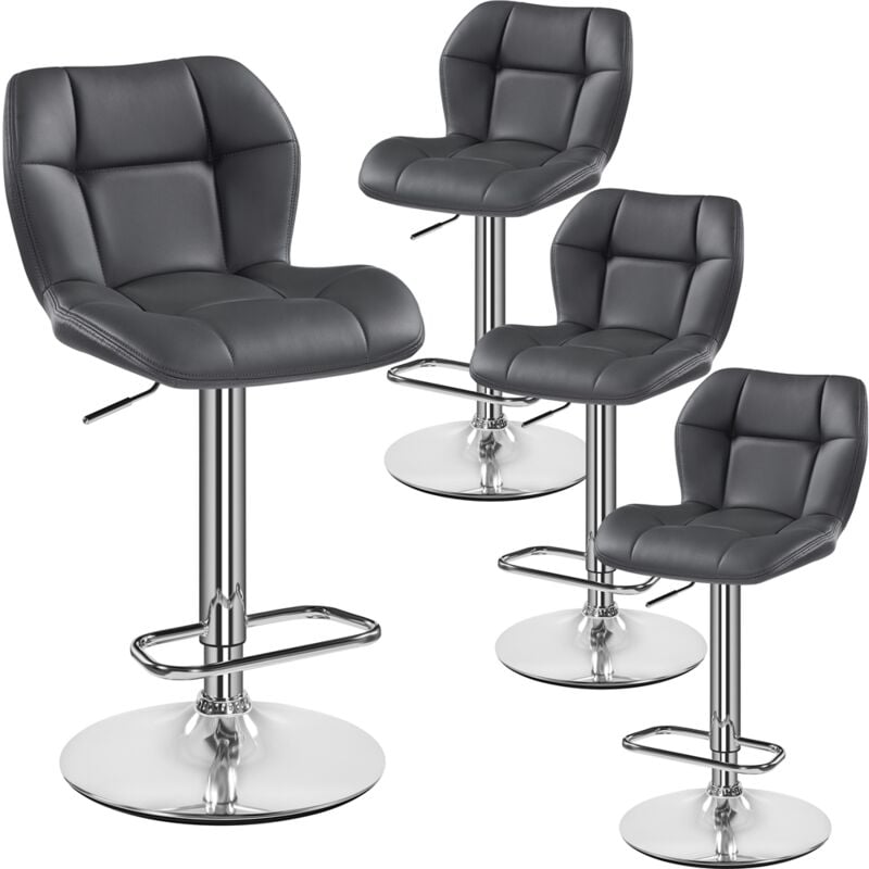 Yaheetech - Lot de 4 Tabourets de Bar Réglables en Hauteur Modernes,Chaises de Bar en Similicuir et Métal,Tabouret Haut Capacité de Charge Maximale