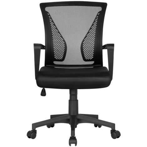 Yaheetech – Lot de 2 chaises de bureau ergonomiques – Dossier en maille respirante – Hauteur d'assise réglable 33,5-43,5 cm – Charge 125 kg – Noir