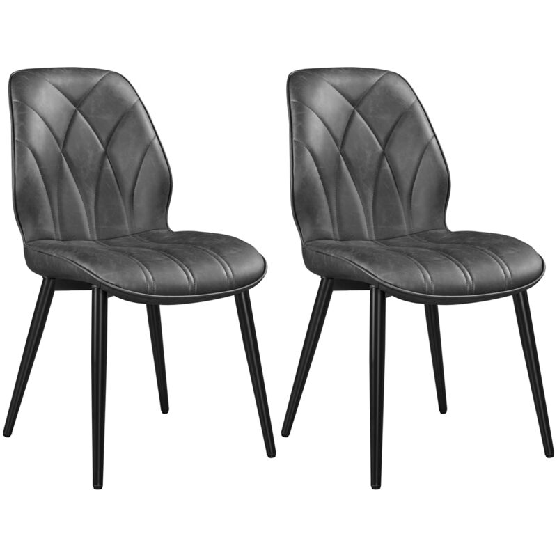 Yaheetech - Lot de 2 Chaises de Salle à Manger en Similicuir Dossier Haut Design Pétales Chaises de Cuisine Rembourrées Pieds en Métal pour Salle à