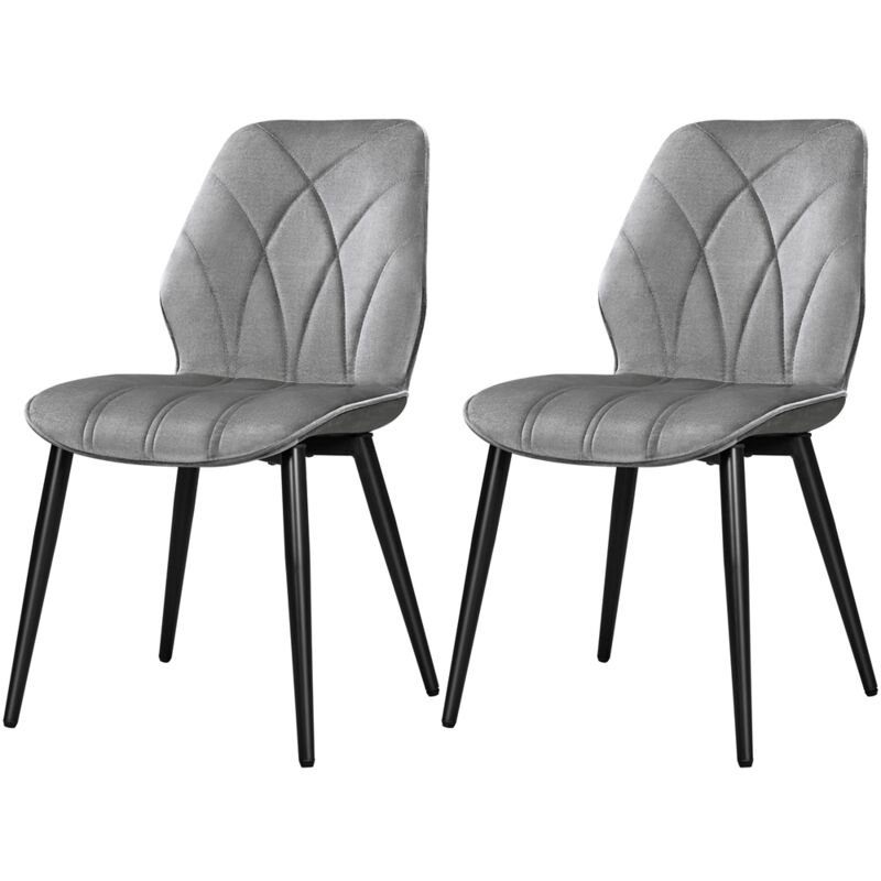 Yaheetech - Lot de 2 Chaises de Salle à Manger en Velours Dossier Haut Design Pétales Chaises de Cuisine Rembourrées Pieds en Métal pour Salle à
