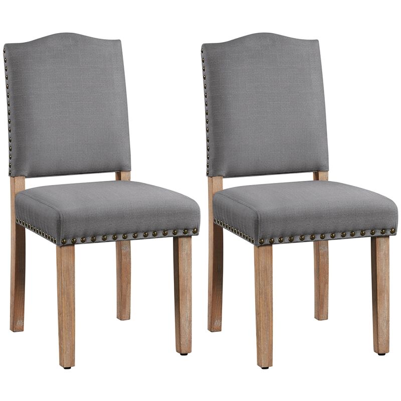 Yaheetech - Lot de 2 Chaises de Salle à Manger à Haut Dossier Chaises de Cuisine Pieds en Bois Massif Design Classique avec Boutons Bronzés Fauteuils