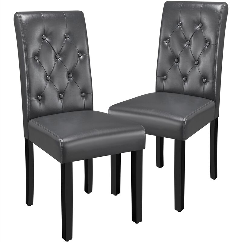 Yaheetech - Lot de 2 Chaises de Salle à Manger en Similicuir pvc Chaise de Cuisine Assise Rembourrée avec Dossier Confortable Chaises de Chambre