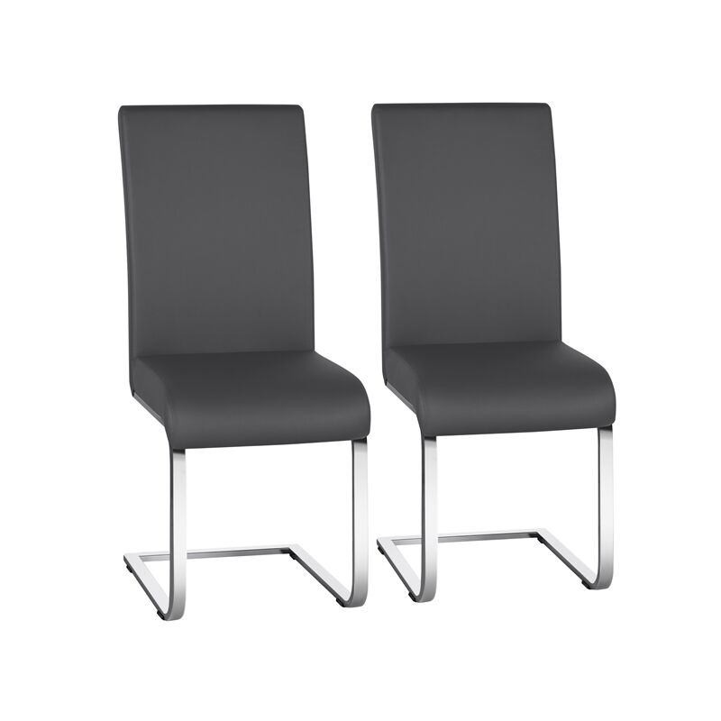 Yaheetech Lot de 2 Chaises de Salle à Manger en Similicuir Capacité 135kg Hauteur de Siège Rembourré 47cm Gris