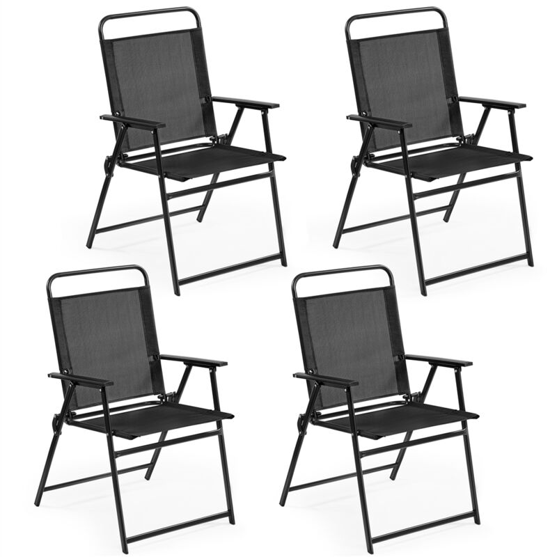Lot de 4 Chaise de Jardin Extérieur Chaise Pliante Camping Portable Tissu en Polyester Respirant et Robuste - Yaheetech