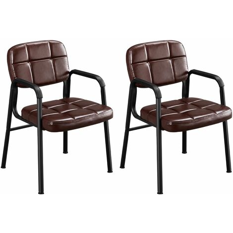 Yaheetech Lot de 2 Fauteuil Salon Chaises de Visiteur Siège Rembourré en SmiliCuir Fauteuil d'accueil Visiteur pour Bureau/Salle d'Attente/Salle à Manger 58 x 58 x 86cm Charge 135 kg