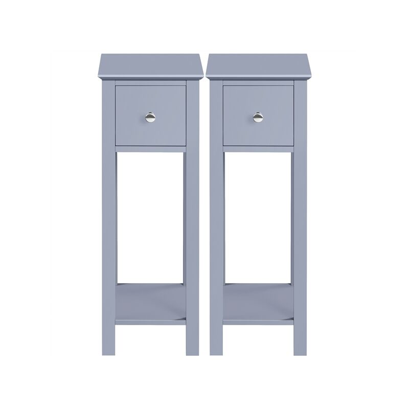 Lot de 2 Tables d'Appoint Console en Bois Bout de Canapé Haut Laqué 25 x 25 x 70 cm Table de Nuit pour Chambre Salon Entrée Gris - Yaheetech