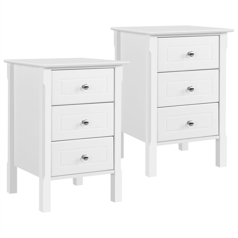 Yaheetech - Lot de 2 Tables de Chevet Table de Nuit en Bois Chevet du Lit avec 3 Tiroirs Adulte Moderne Petite Table Rangement Chambre Salon Bureau