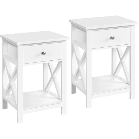 Yaheetech Lot de 2 Tables de Chevet en Bois, Table de Nuit Adulte, 1 Tiroir 1 Étagière de Rangement, 40 × 30 × 55 cm, Table d'Appoint Salon Moderne Blanc