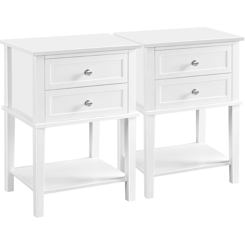 Yaheetech Lot de 2 Tables de Chevet Table de Nuit Table d'appoint en Bois Minimaliste et Élégante Bout de Canapé à 2 Tiroirs et 1 Étagère Salon