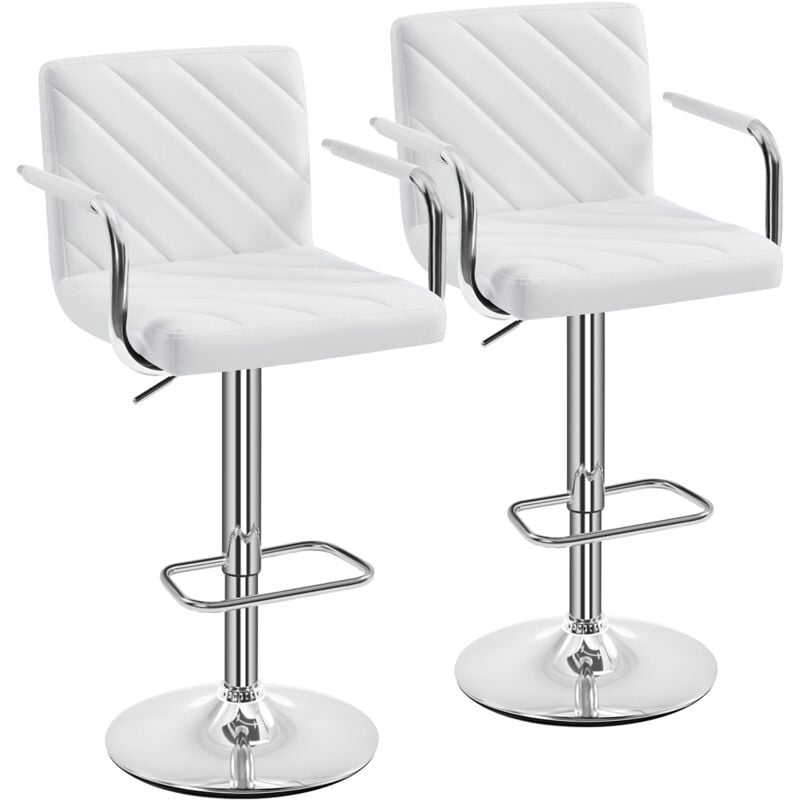 Yaheetech - Lot de 2 Tabourets de Bar avec Accoudoirs Réglables en Hauteur Siège Rotatif sur 360° Chaises de Bar en Similicuir et Pied en Métal