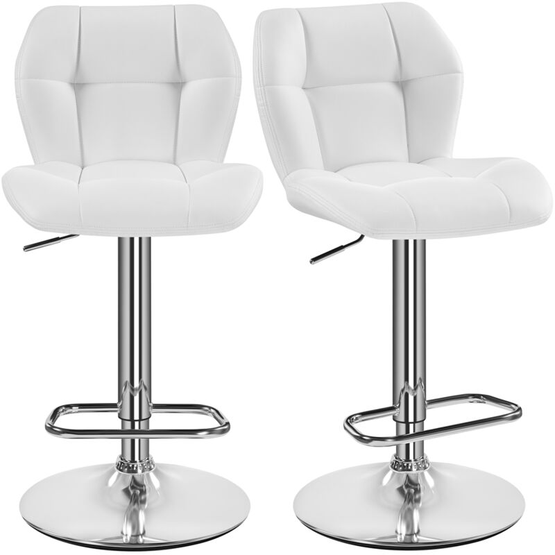 Yaheetech - Lot de 2 Tabourets de Bar Réglables en Hauteur Modernes,Chaises de Bar en Similicuir et Métal,Tabouret Haut Capacité de Charge Maximale
