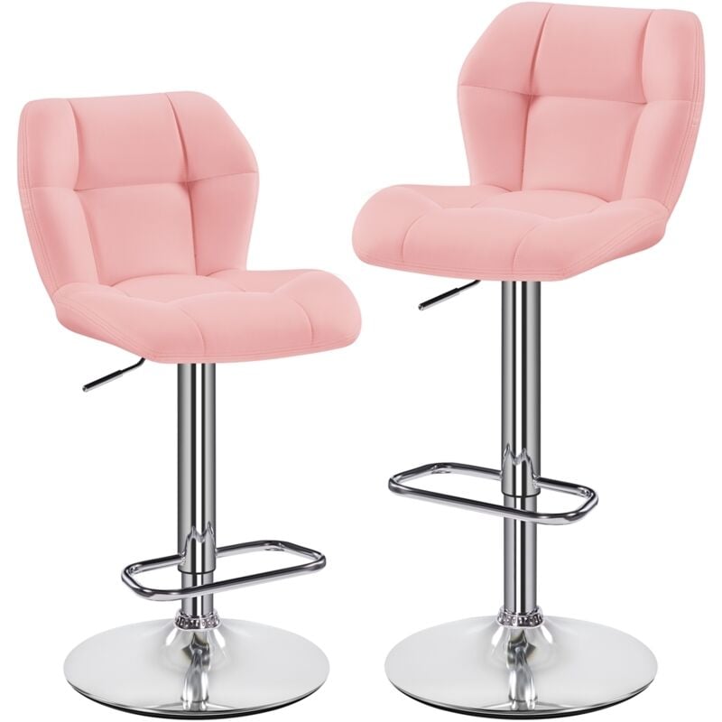 Yaheetech - Lot de 2 Tabourets de Bar Réglables en Hauteur Modernes,Chaises de Bar en Similicuir et Métal,Tabouret Haut Capacité de Charge Maximale