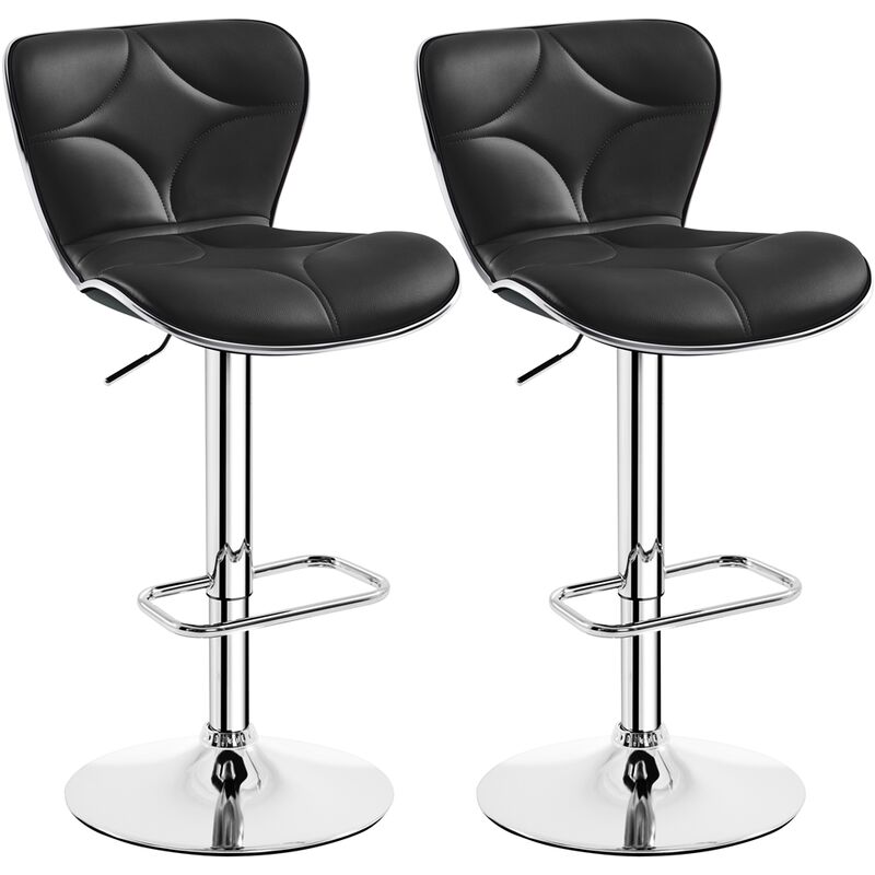 Yaheetech Lot de 2 Tabourets de Bar Réglables en Hauteur Revêtement en Similicuir Chaises de Bar Sièges Pivotant sur 360° Design Ergonomique et