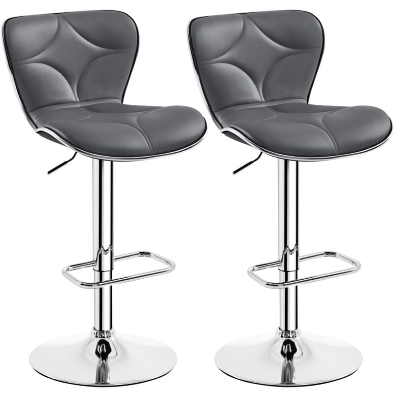 Yaheetech - Lot de 2 Tabourets de Bar Réglables en Hauteur Revêtement en Similicuir Chaises de Bar Sièges Pivotant sur 360° Design Ergonomique et