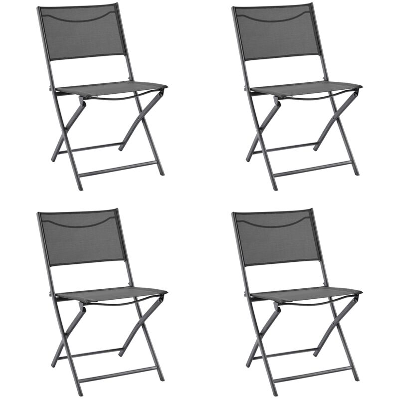 Lot de 4 Chaises de Jardin Pliantes, Chaise Camping Pliante Chaise Relax d'extérieur pour Patio Porche Terrasse Piscine Gris Foncé - Yaheetech