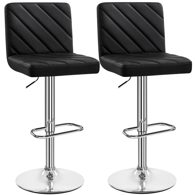 Yaheetech - Lot de 2 Tabourets de Bar en Similicuir Réglables en Hauteur 92 - 113,5 cm Chaises de Bar Sièges Pivotants Modernes Design Rayures
