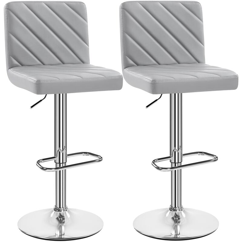 Yaheetech - Lot de 2 Tabourets de Bar en Similicuir Réglables en Hauteur 92 - 113,5 cm Chaises de Bar Sièges Pivotants Modernes Design Rayures