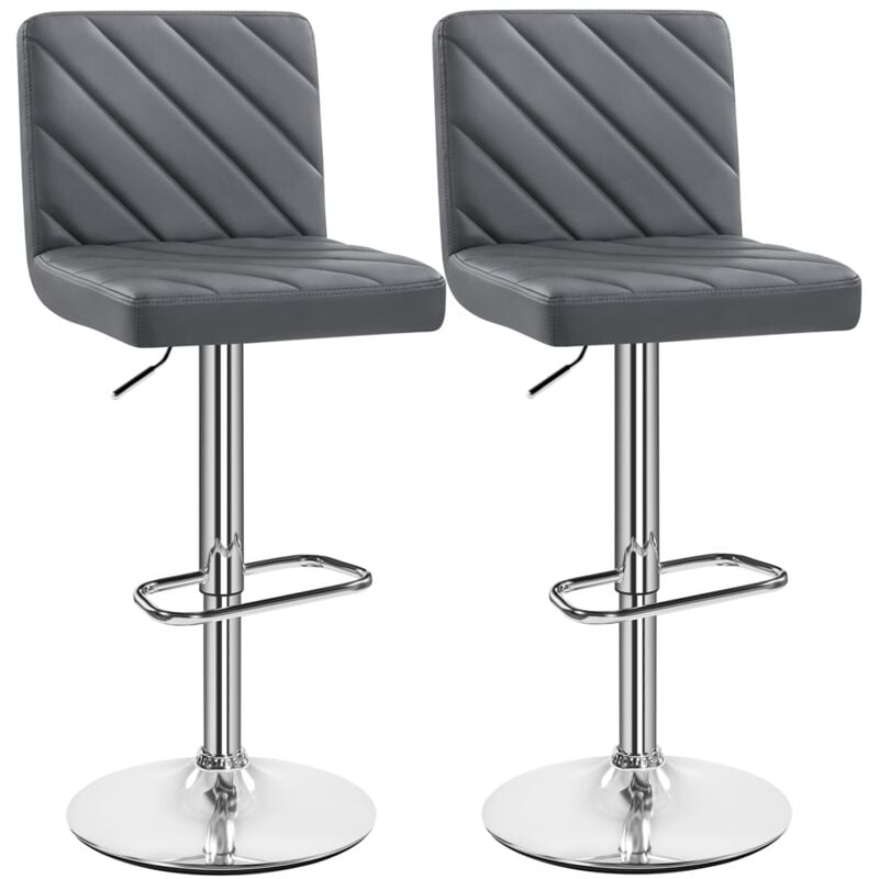 Yaheetech - Lot de 2 Tabourets de Bar en Similicuir Réglables en Hauteur 92 - 113,5 cm Chaises de Bar Siège Pivotant Modernes Design Rayures