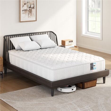 Yaheetech Materasso Matrimoniale 160 x 200 cm Altezza 23 cm a Molle Insacchettate con 7 Zone di Supporto Media Rigidità H3 Traspirante e Ergonomico Spedito Sottovuoto Arrotolato Bianco